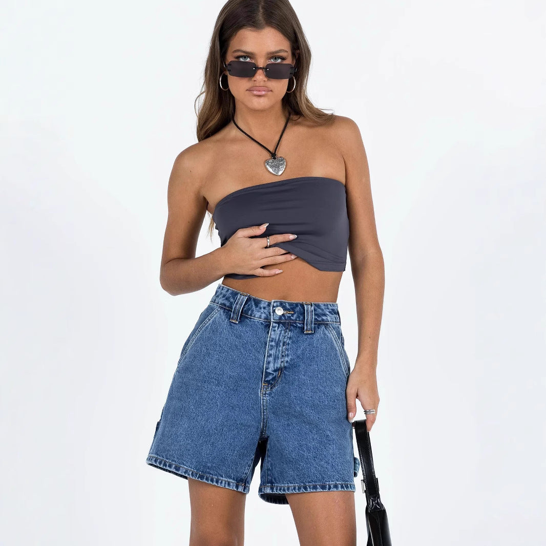Damen High-Waisted Denim Shorts mit lässigem Schnitt Drune