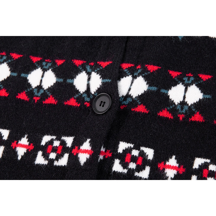 Damen Norwegermuster Strickcardigan mit Knopfleiste und Oversize-Schnitt Drune