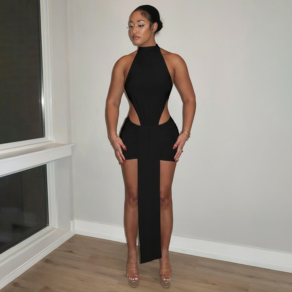 Damen Raffiniertes Minikleid mit eleganter Schlitz- und Wickeldesign Drune