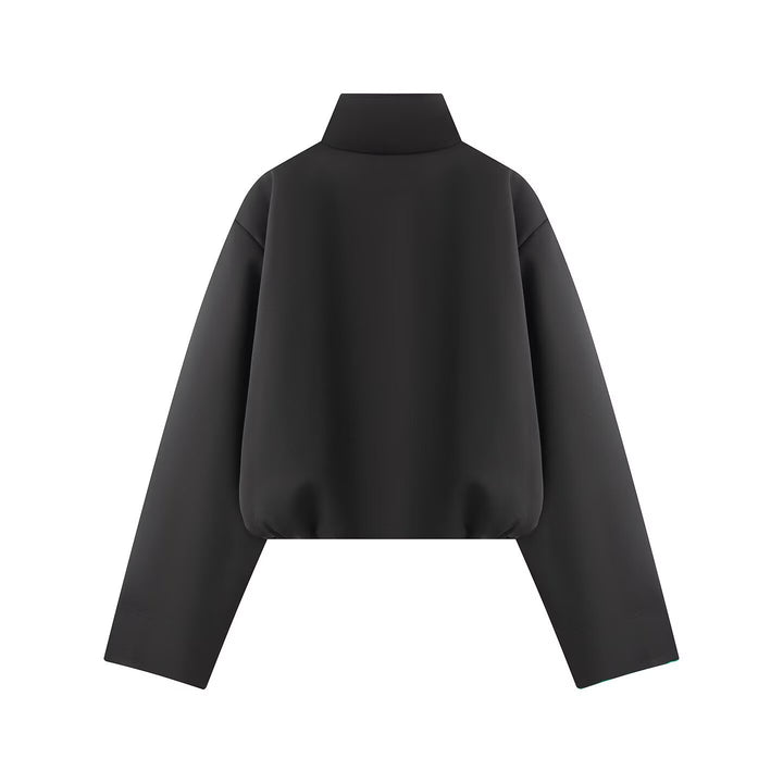 Damen Kurze Boxy-Jacke mit hohem Stehkragen, durchgehendem Reißverschluss und Oversize-Ärmeln Drune