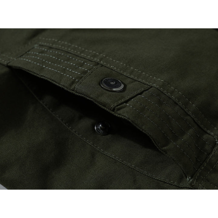 Herren Canvas-Flightjacke mit wärmender Fleece-Innenlage, Schulterklappen und Multifunktions-Taschen Drune