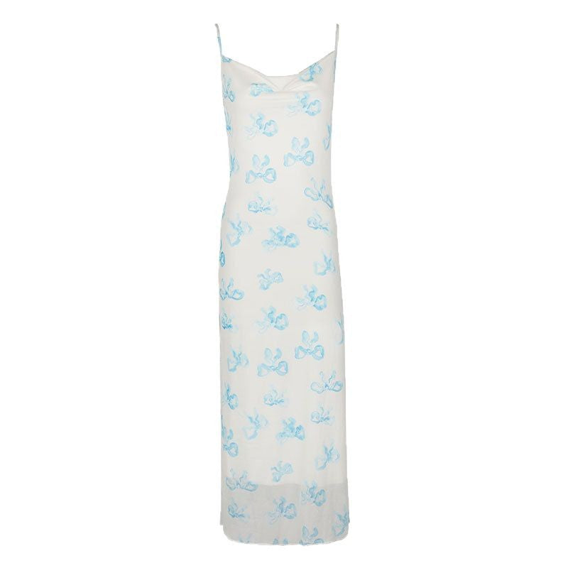 Damen Elegantes Sommerkleid im minimalistischen Stil mit feinen Spaghetti-Trägern Drune