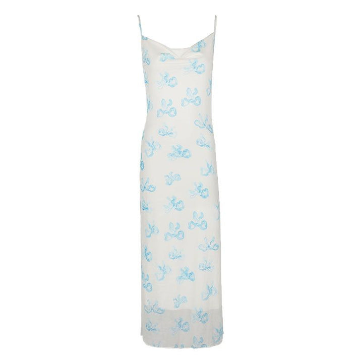 Damen Elegantes Sommerkleid im minimalistischen Stil mit feinen Spaghetti-Trägern Drune