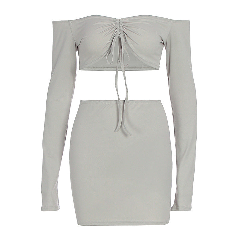 Damen Off-Shoulder Mini-Kleid mit versehentlichen Cut-Outs und Raffung Drune