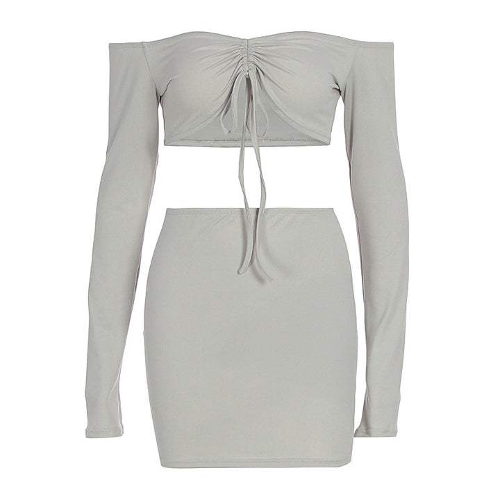 Damen Off-Shoulder Mini-Kleid mit versehentlichen Cut-Outs und Raffung Drune