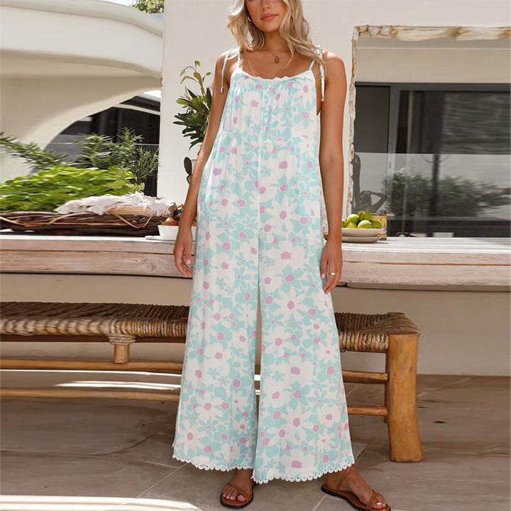Damen Maxikleid mit floralem Muster und verstellbaren Trägern Drune