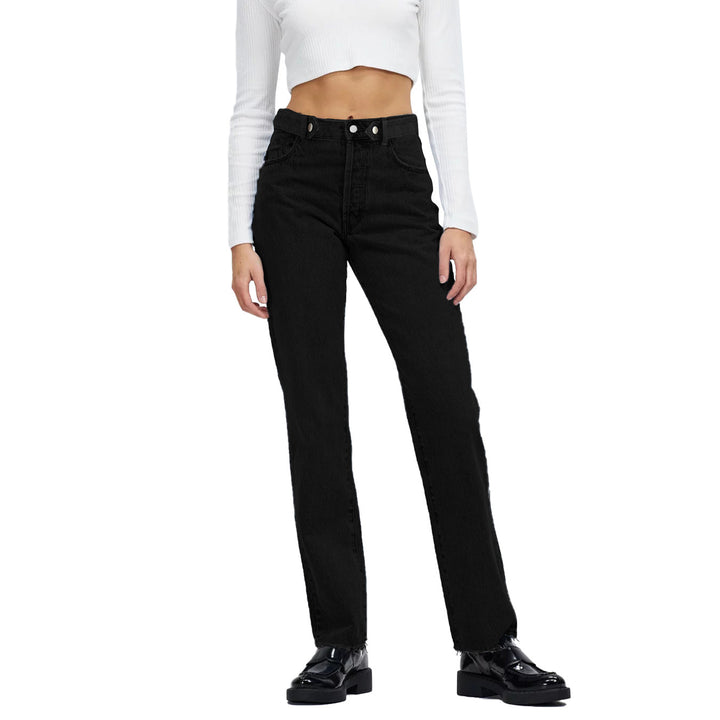 Damen Hochtaillierte gerade geschnittene Jeans aus rigid Denim mit rohem Saum Drune