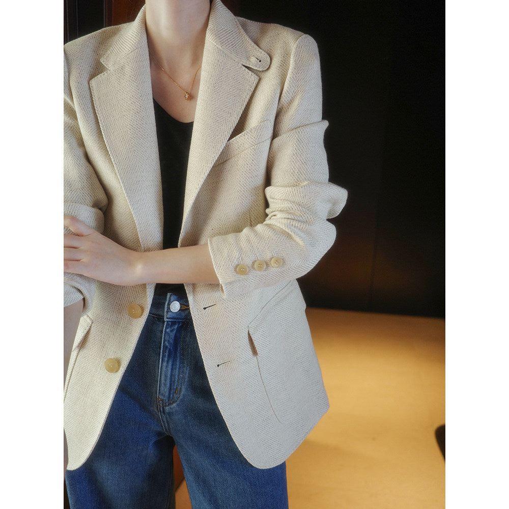Damen Eleganter Strukturierter Blazer Drune