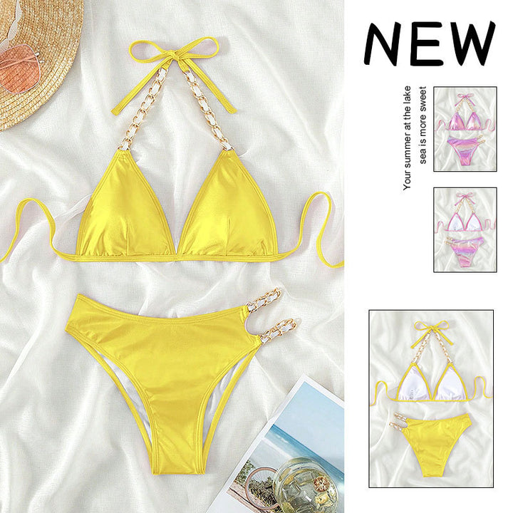 Damen Triangel-Bikini mit glamourösen Kettenakzenten Drune