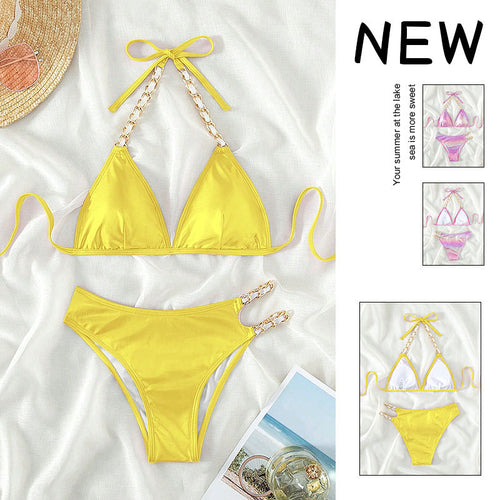 Damen Triangel-Bikini mit glamourösen Kettenakzenten Drune