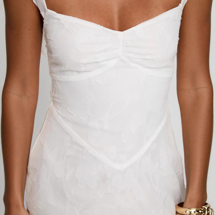 Damen Elegantes Sommerkleid mit zarten Rüschendetails und gerafftem Oberteil Drune