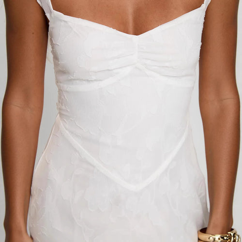Damen Elegantes Sommerkleid mit zarten Rüschendetails und gerafftem Oberteil Drune