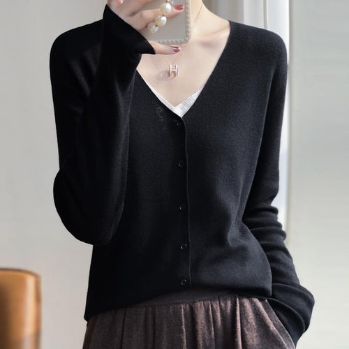 Damen Leichter V‑Ausschnitt‑Cardigan mit kastiger Silhouette und Kaschmir‑Optik Drune