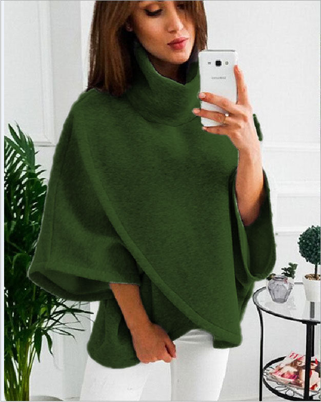 Damen kuscheliger Oversize-Pullover mit hohem Kragen Drune