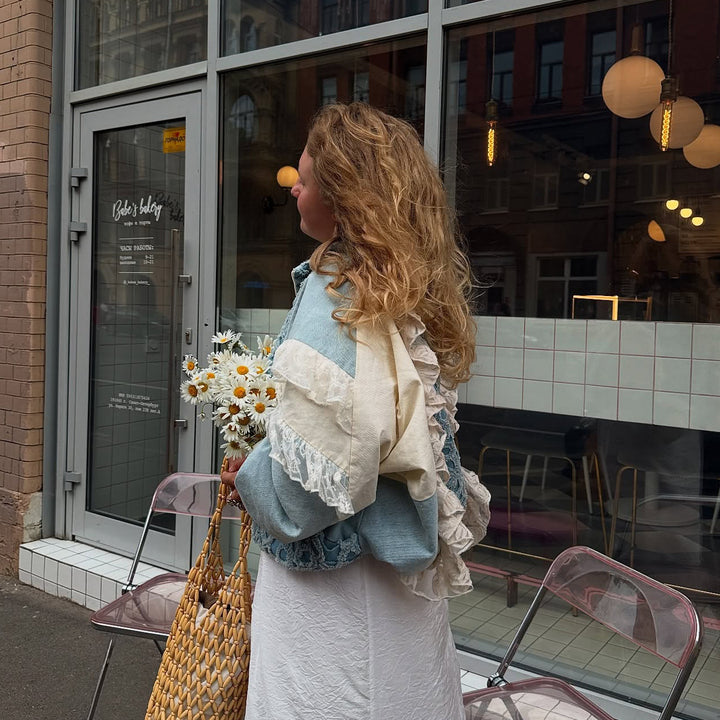 Damen Voluminöser Kapuzenpullover mit Rüschen und exquisites Design Drune