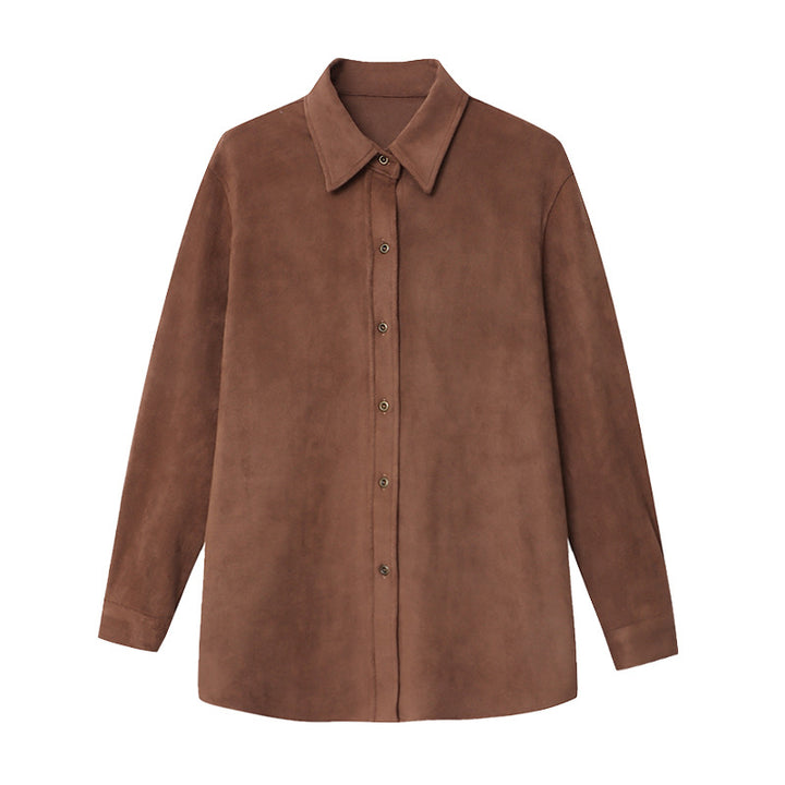Damen lässige Bluse mit feinen Knöpfen Drune