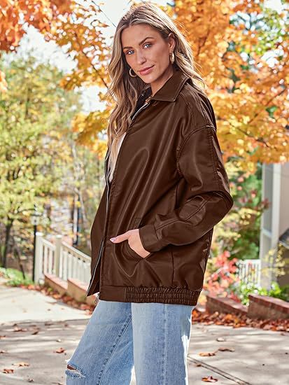 Damen Oversized Kunstlederjacke Drune