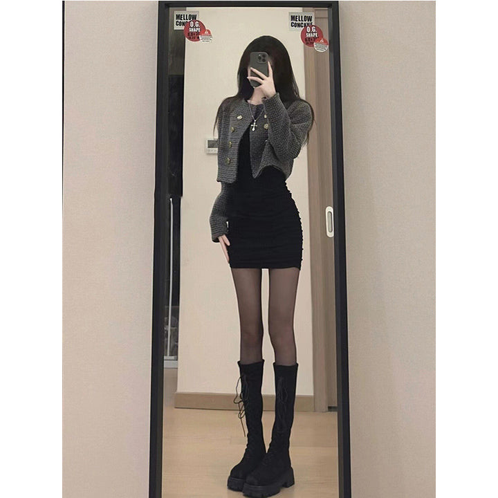 Damen figurbetontes Wickelkleid mit schickem Raffungseffekt und langen Ärmeln