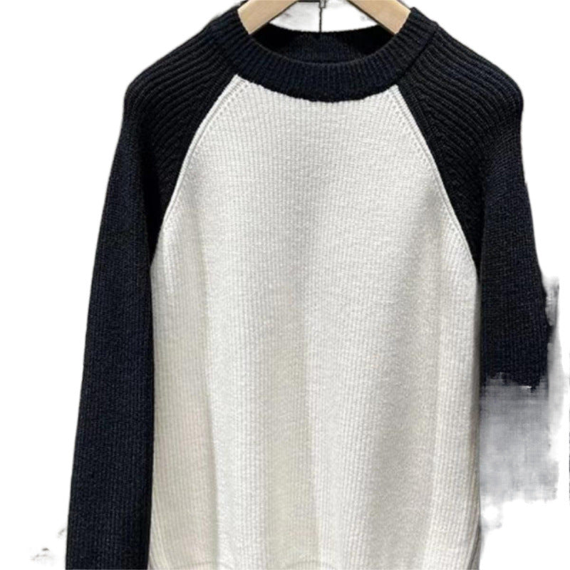 Herren Raglan-Kontraststrickpullover mit feiner Rippstruktur und gerippten Bündchen Drune