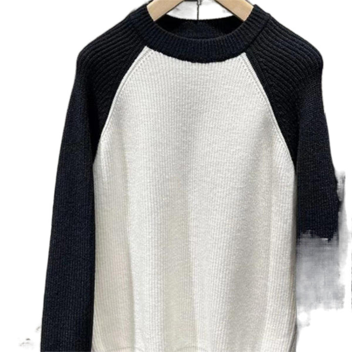 Herren Raglan-Kontraststrickpullover mit feiner Rippstruktur und gerippten Bündchen Drune