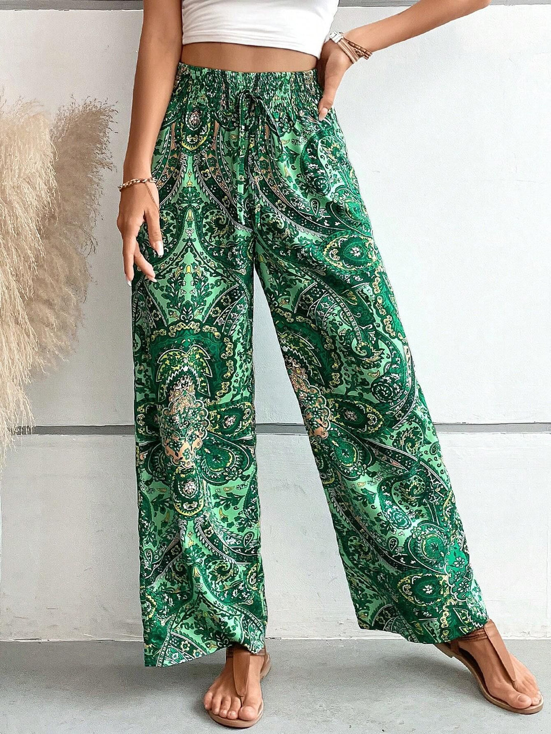 Damen weite Palazzo-Hose im eleganten Paisleymuster Drune