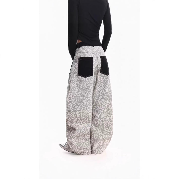 Damen Weitgeschnittene Hose mit Tierfell-Muster Drune