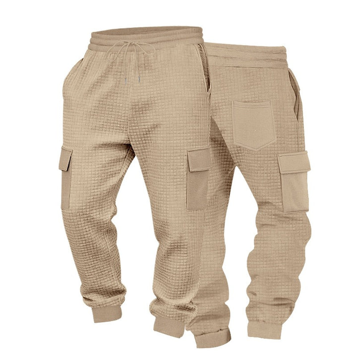 Herren Texturierte Waffel-Cargo-Jogginghose mit elastischem Bund und Multifunktions-Taschendesign Drune