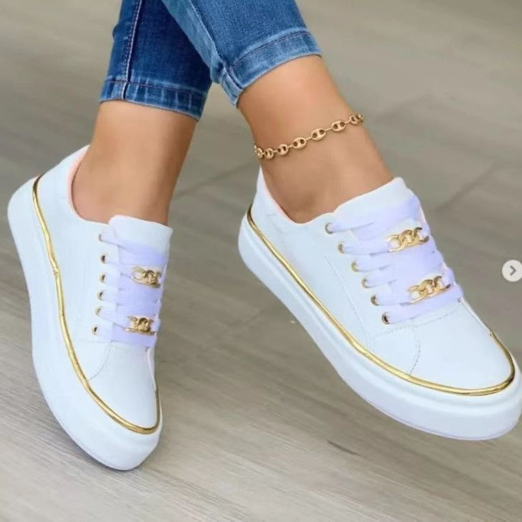 Damen trendige Sneakers mit luxuriösen goldenen Details Drune