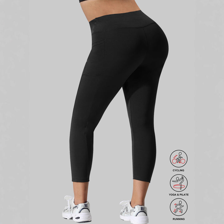 Damen Capri-Trainingstights mit hohem Bund, Slim-Fit und seitlichen Taschen Drune