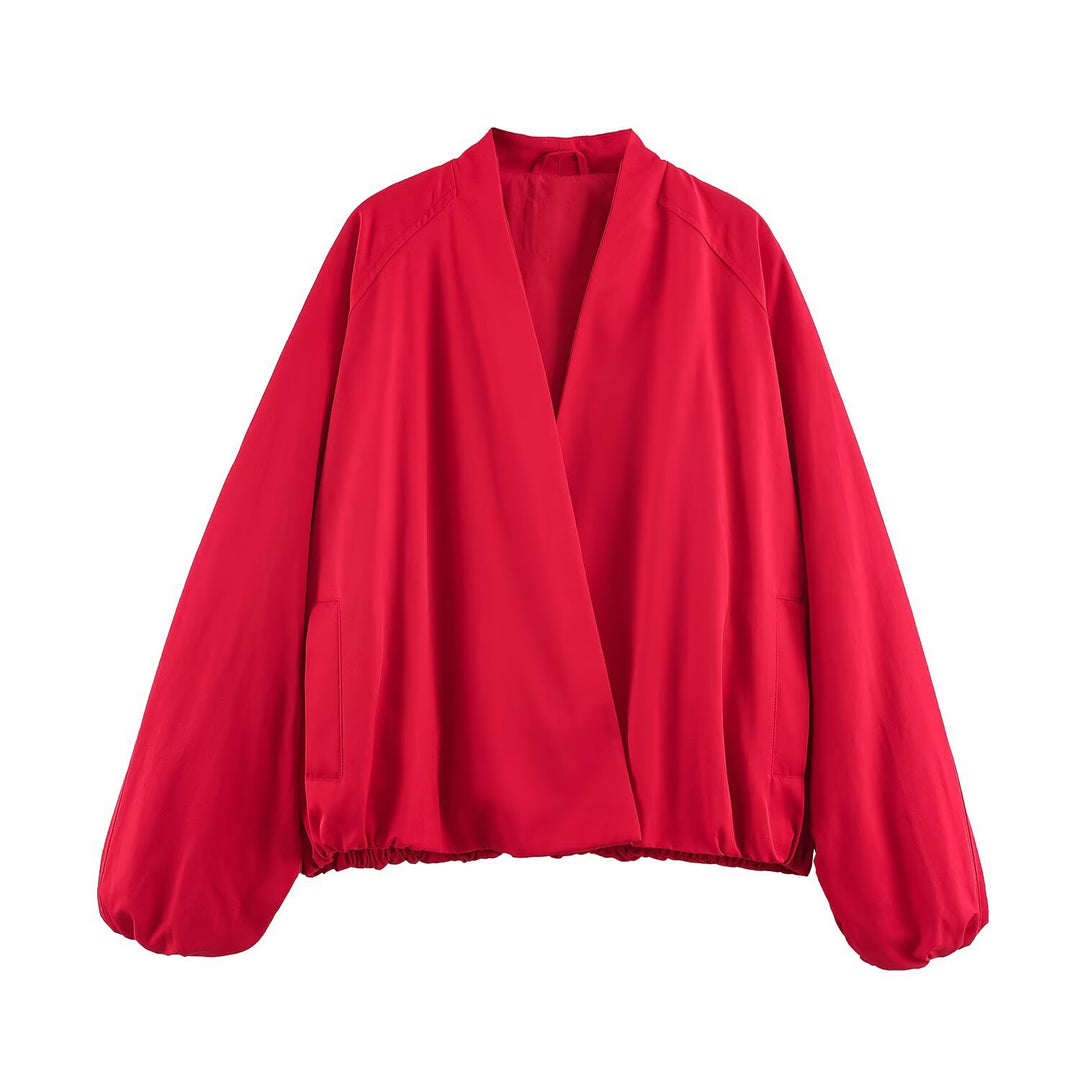Damen Leichte Oversize-Blousonjacke mit offenem Kimonoausschnitt Drune