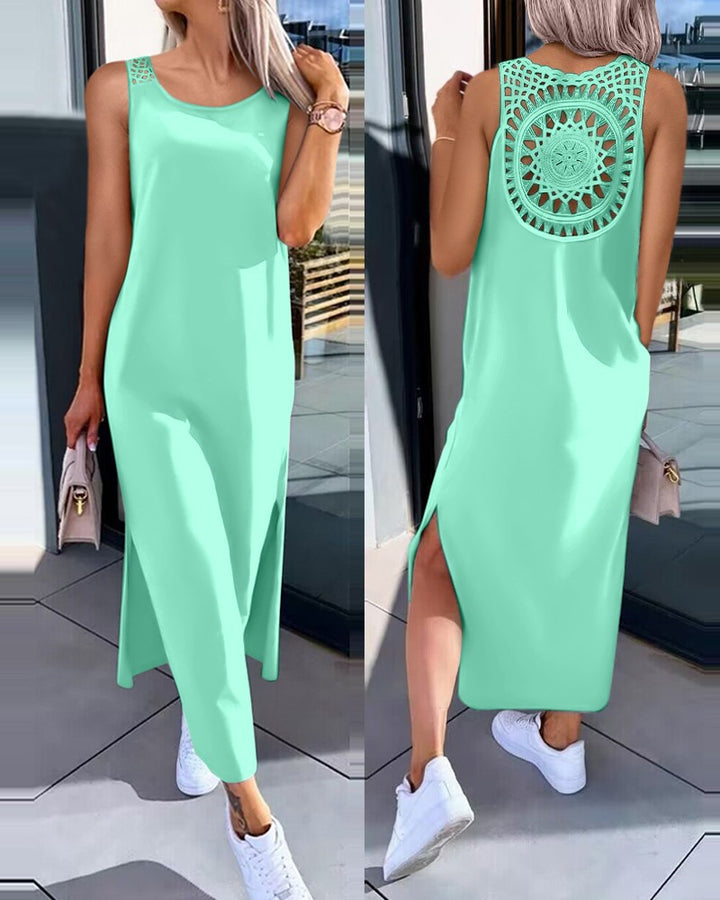 Damen Elegantes Maxi-Kleid mit Rückendetaillierung Drune