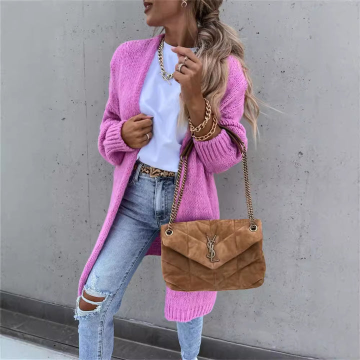 Damen Grobstrick-Cardigan mit übergroßen Ärmeln und modischem Design Drune