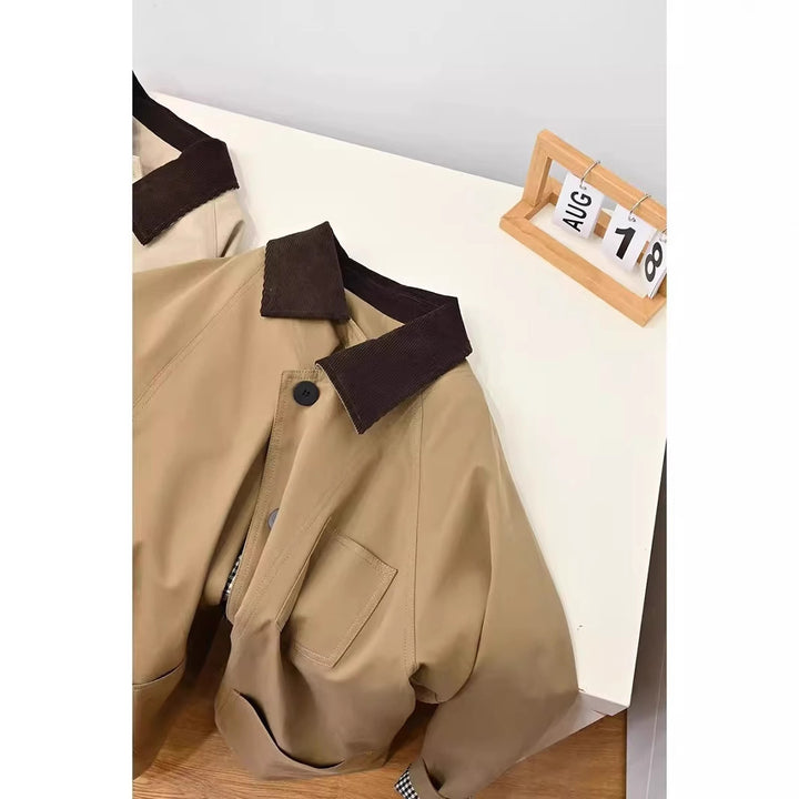 Damen Oversize-Chorejacke mit Cordkragen und großen aufgesetzten Taschen Drune