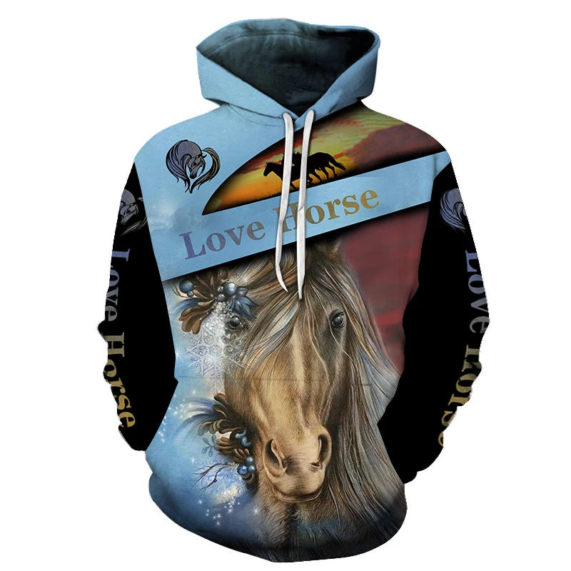 Unisex Kapuzenpullover mit kreativem Wolfsmotiv Drune