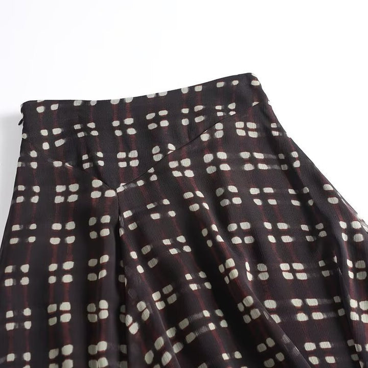 Damen Fließender Maxirock aus Chiffon mit geometrischem Allover‑Print und hoher Taille Drune