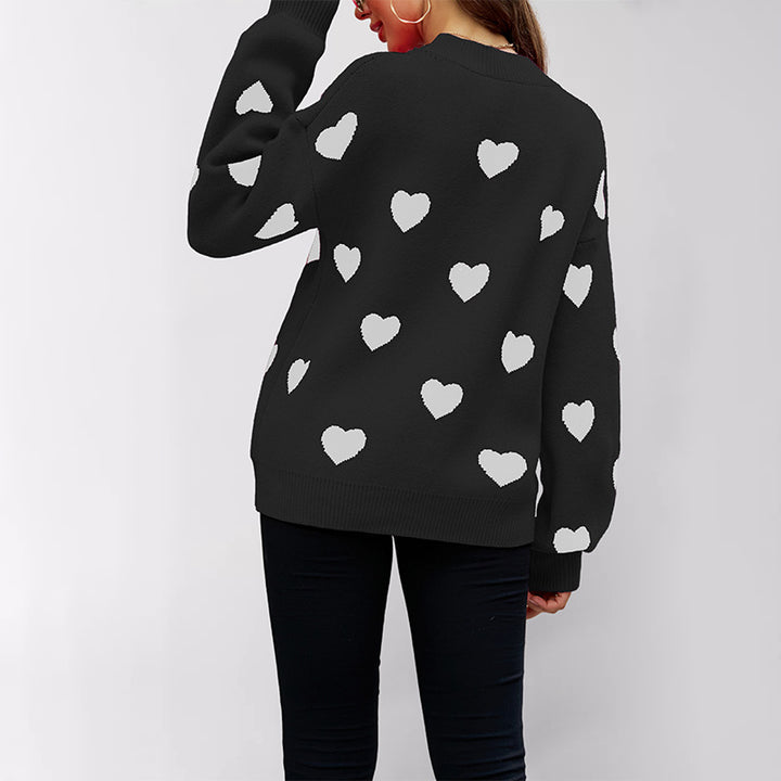 Damen Strickpullover mit Herzmuster und lässigem Schnitt Drune