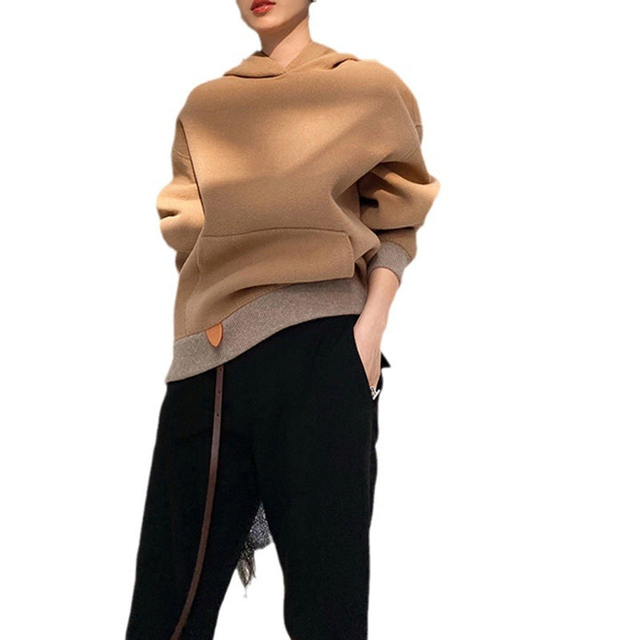 Damen Oversized Sweatjacke mit Kapuze und modernem Houndstooth-Muster Drune