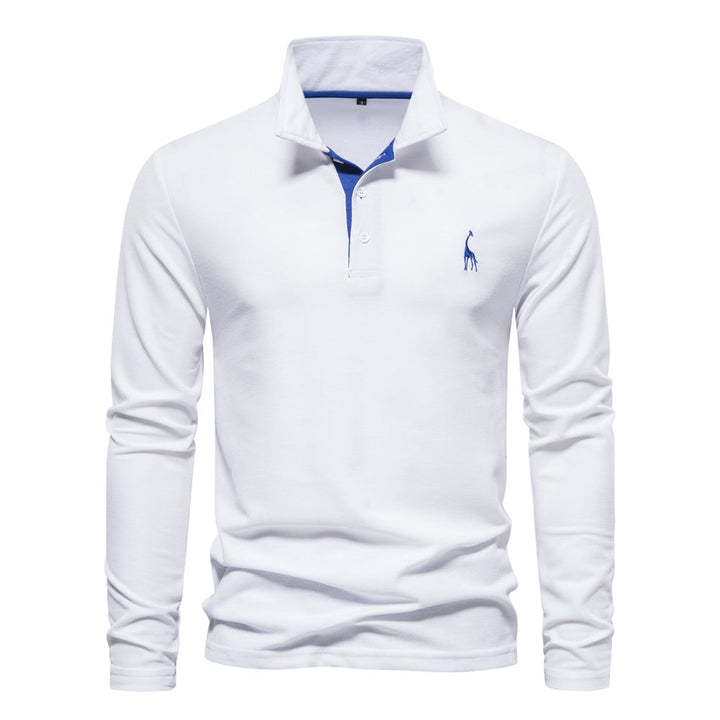 Herren Langarm Poloshirt mit modernem Kragen und atmungsaktiver Baumwollqualität Drune