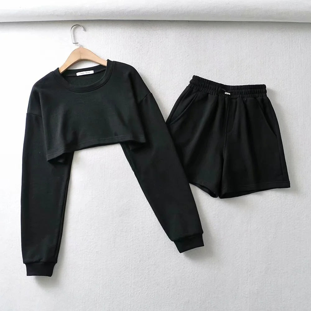Damen lässiges Crop-Top und Shorts Set Drune
