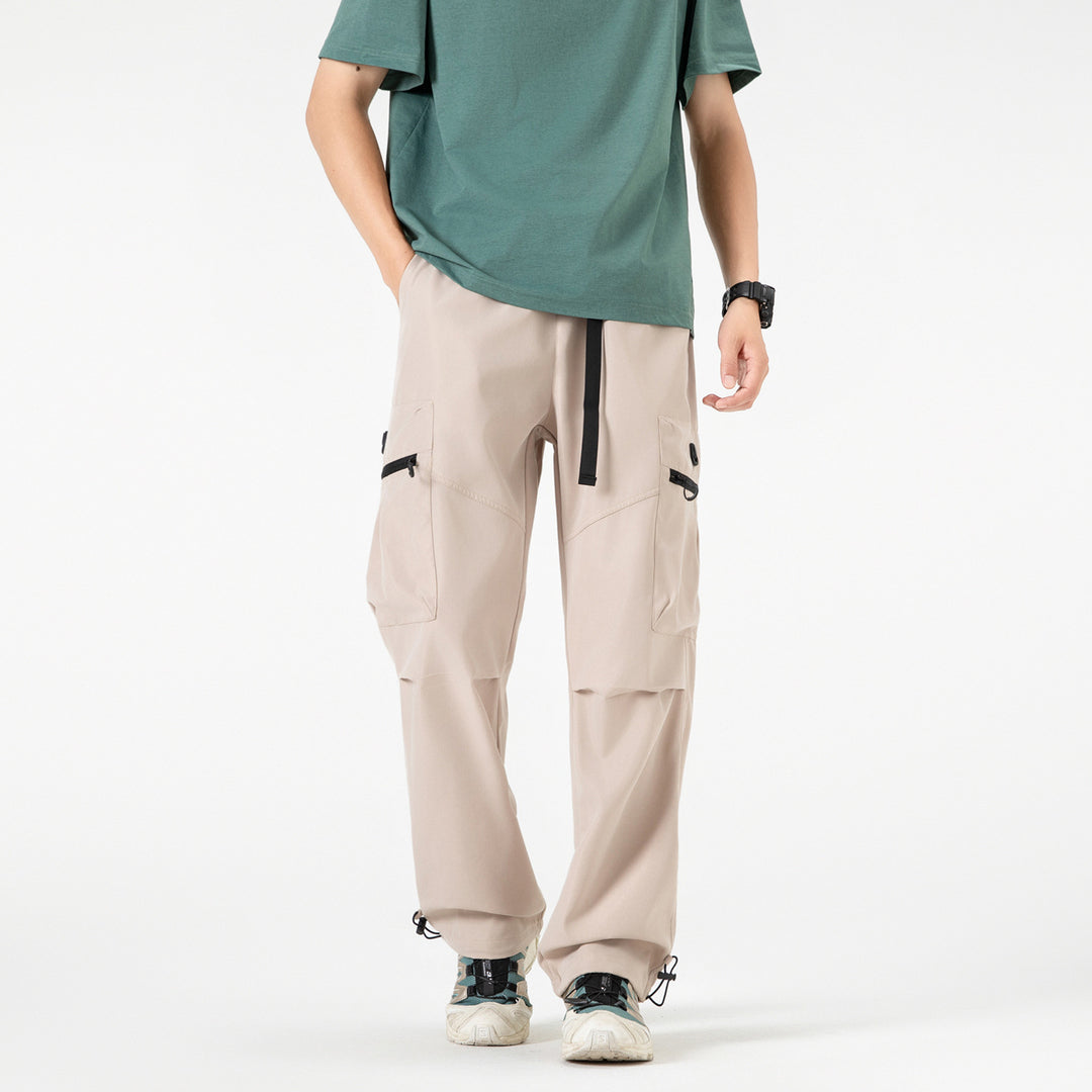 Herren Weite technische Cargo-Hose mit Multifachtaschen, Tunnelzug und verstellbaren Beinabschlüssen Drune