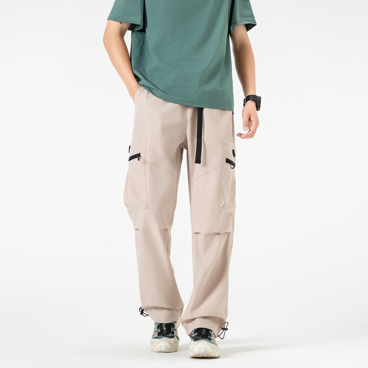 Herren Weite technische Cargo-Hose mit Multifachtaschen, Tunnelzug und verstellbaren Beinabschlüssen Drune