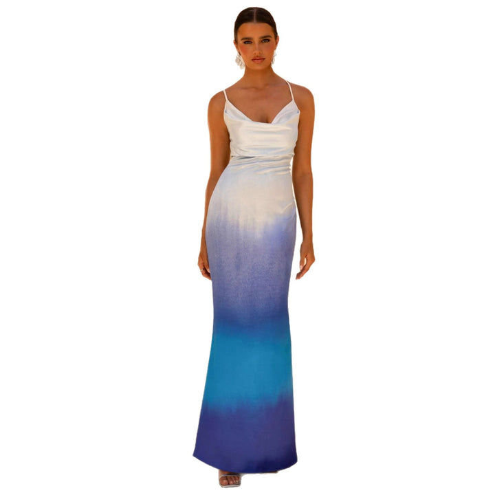 Damen elegantes Maxikleid mit zartem Ombre-Effekt Drune