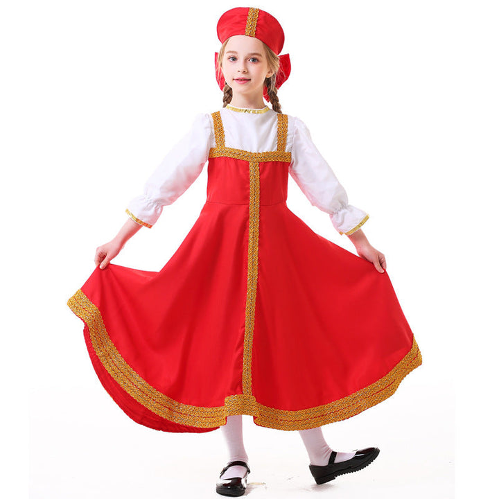 Mädchen Märchen Kostüm mit Goldenem Saum Drune