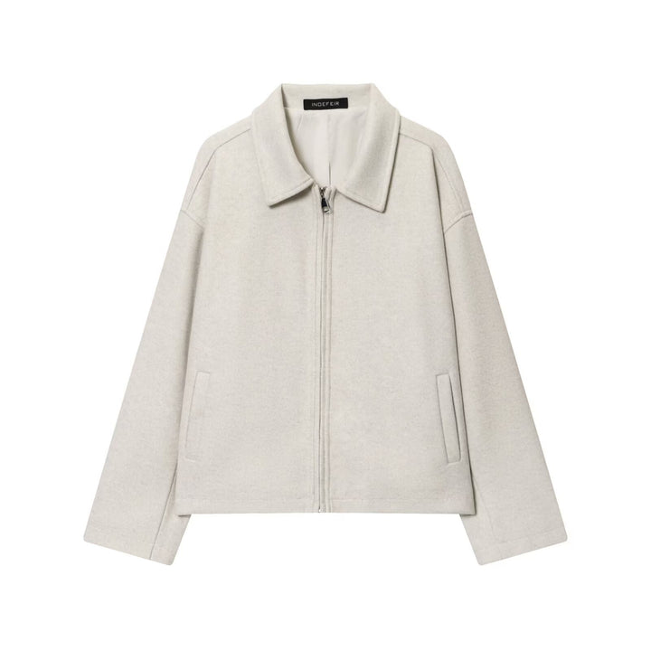 Damen Boxy Wollmix-Blousonjacke mit Reißverschluss und Hemdkragen Drune