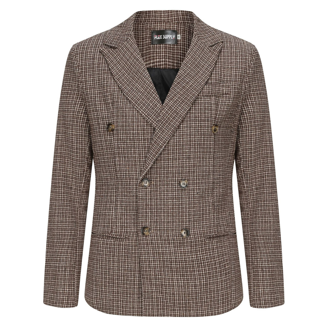 Herren zweireihiger Blazer aus hochwertigem Stoff mit modernen Details Drune
