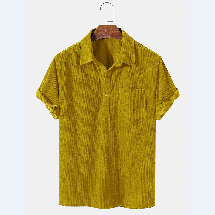 Herren Kurzarm Poloshirt aus gestreiftem Stoff mit Knopfleiste und Brusttasche Drune