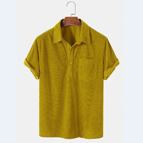 Herren Kurzarm Poloshirt aus gestreiftem Stoff mit Knopfleiste und Brusttasche Drune