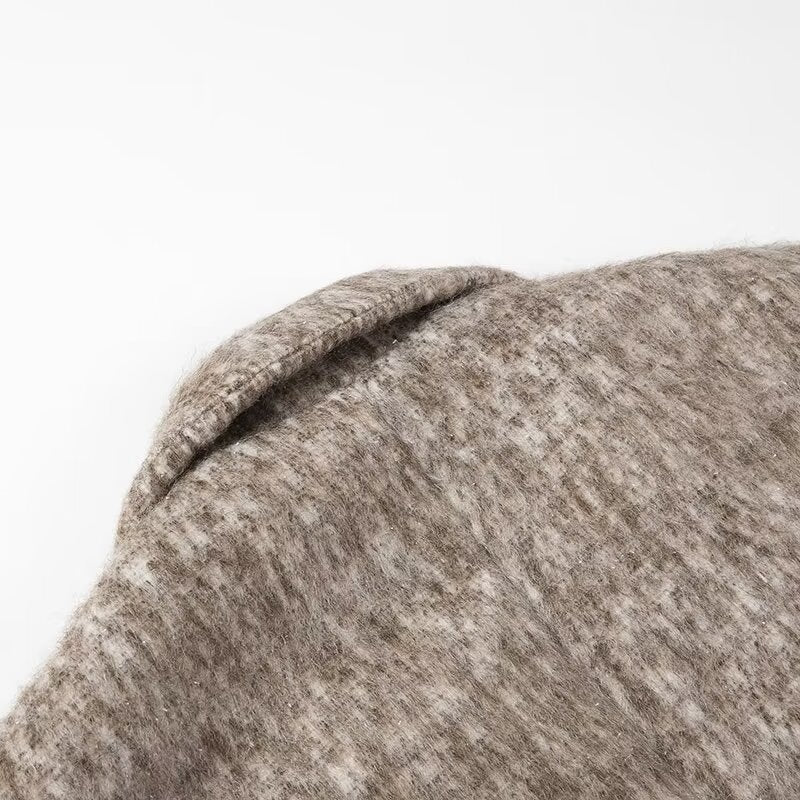 Damen Boxy Wollmix-Blazer-Mantel mit Bouclé‑Struktur, Reverskragen und Pattentaschen Drune