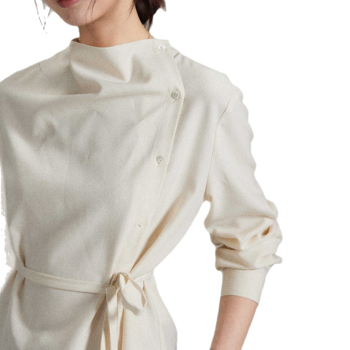 Damen Modische Bluse mit Wickel-Ausschnitt Drune
