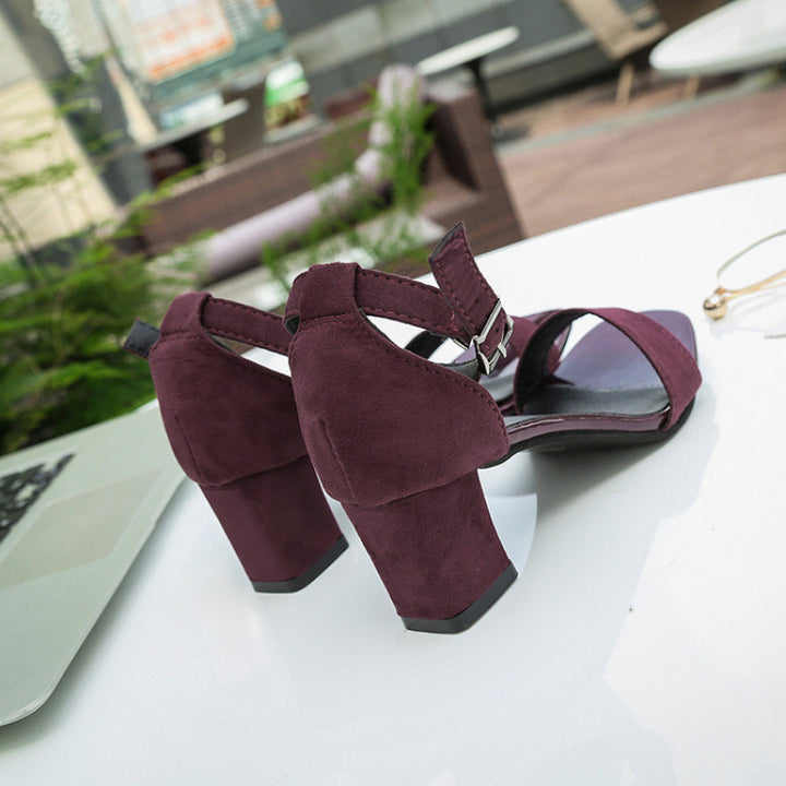 Damen Blockabsatz-Sandale mit Knöchelriemen und Veloursdetail Drune